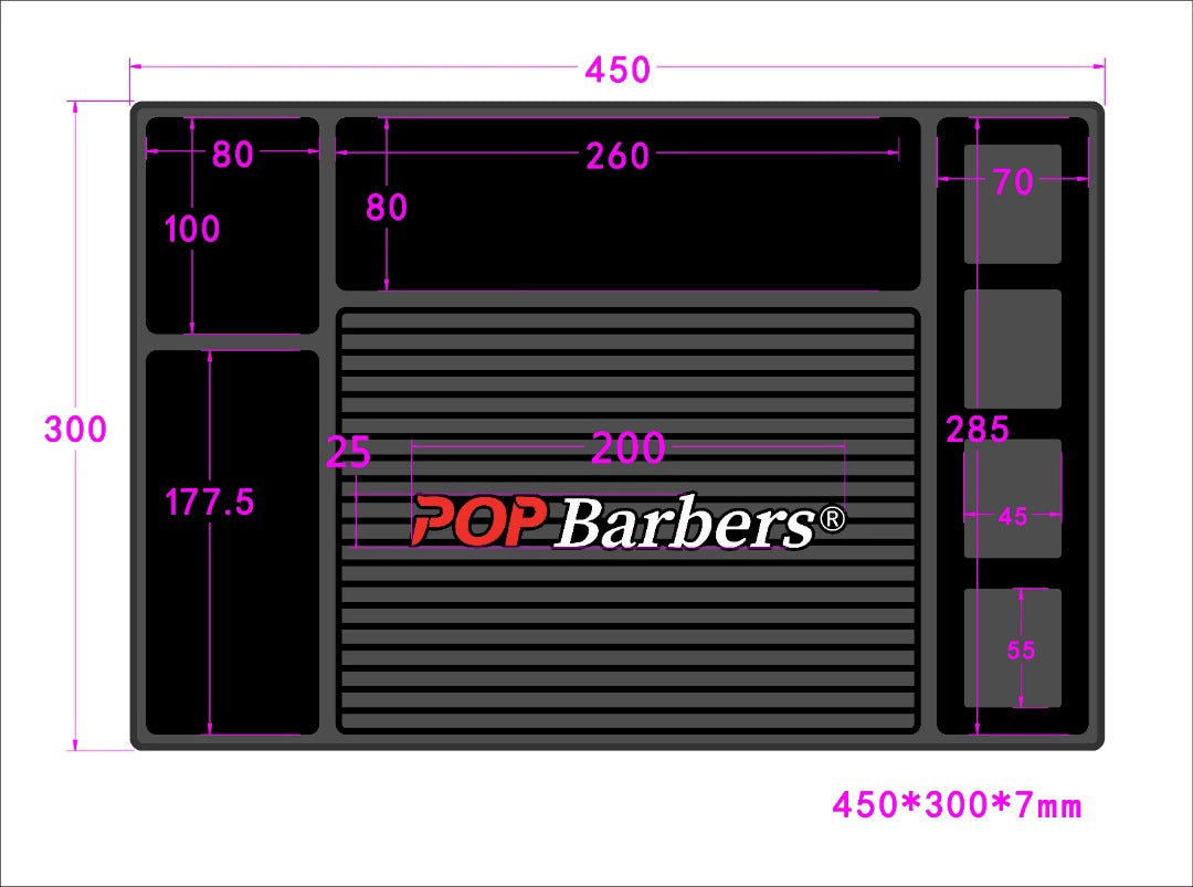 Covor magnetic - Pop Barbers -pentru ustensile si masini de tuns - Negru
