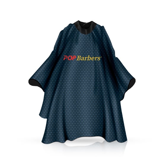 Pelerina - POP BARBERS - frizerie/coafor - Guler Neopren - Inchidere arici - Logo fata