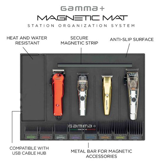 Covor magnetic - GAMMA+ - pentru ustensile si masini de tuns - Negru - PTAPMAGBARB