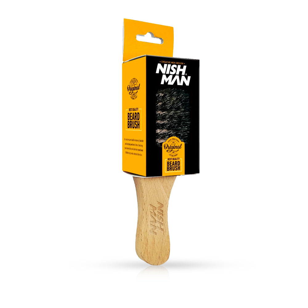 NISH MAN- Pachet cadou 3 in 1 - Perie de barba + Pamatuf frizerie + Pieptene