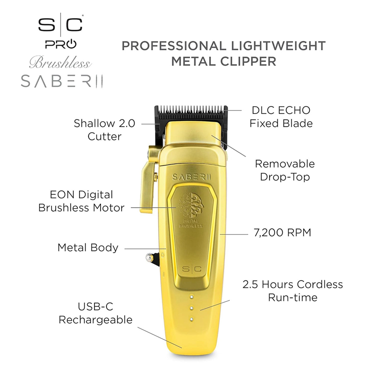Masina de tuns - STYLECRAFT - Saber II - 7.500 RPM - Gold
