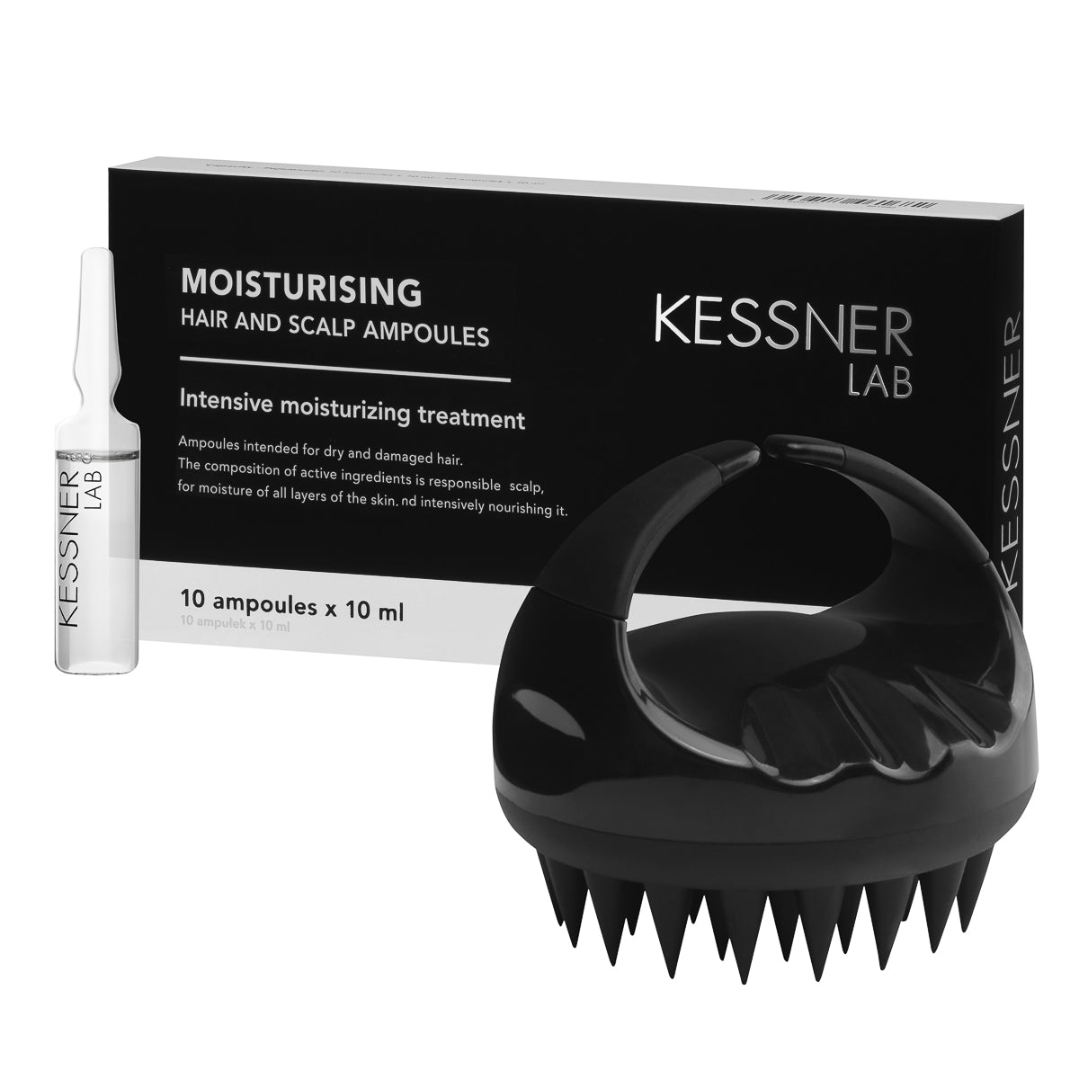 Set Premium Perie Masaj Cap și Fiole Kessner Lab Hidratante