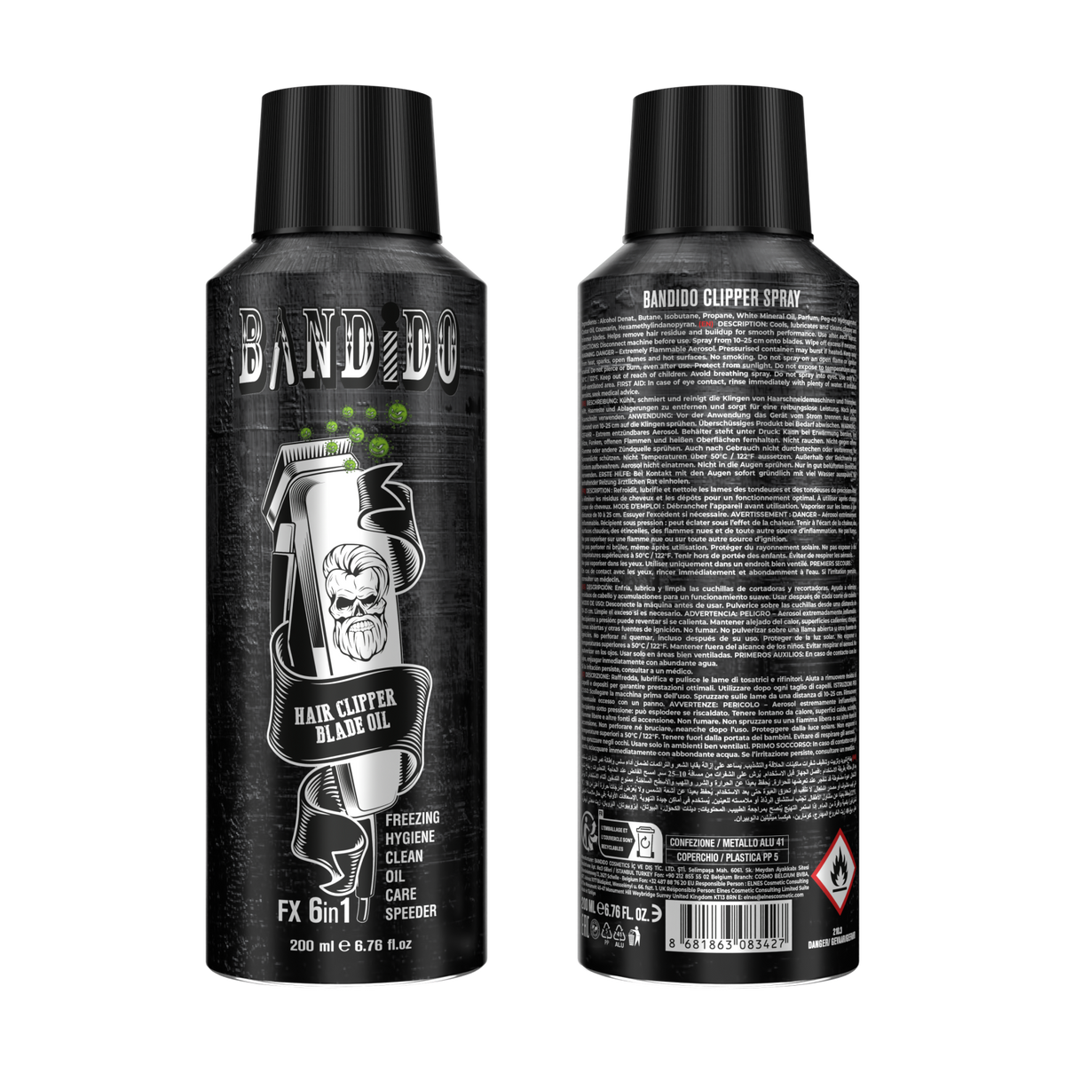 Spray pentru mașini de tuns și trimmere Bandido Clipper Spray 200 ml – Curățare, răcire și ungere
