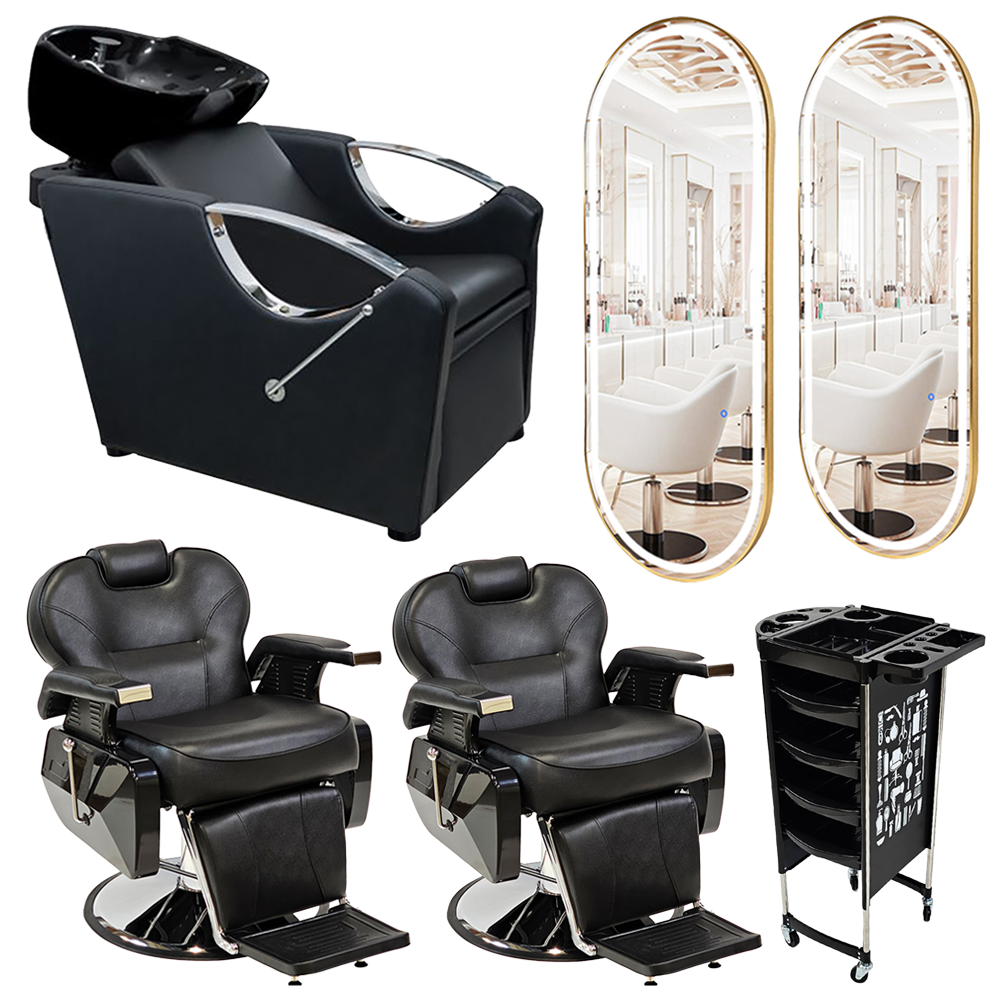 Kit frizerie Yoshimoto scafa + 2x scaun + 2x oglinda + ucenic 07