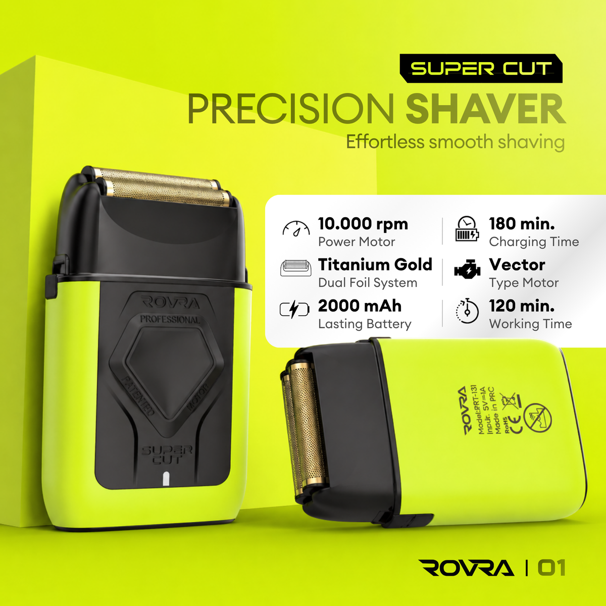 Masina de ras ROVRA - SUPER CUT - 10.000 RPM - fara fir