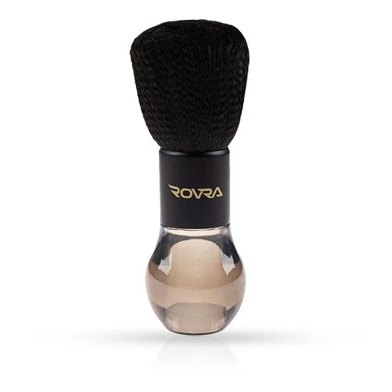 Pămătuf frizerie ROVRA RT 09 cu fire negre dese și mâner transparent