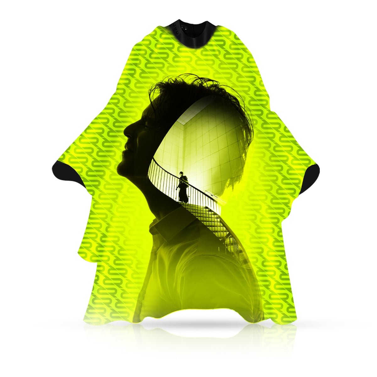 Pelerină de frizerie ROVRA RT97 In Your Mind, verde, cu guler din neopren, 140 × 160 cm