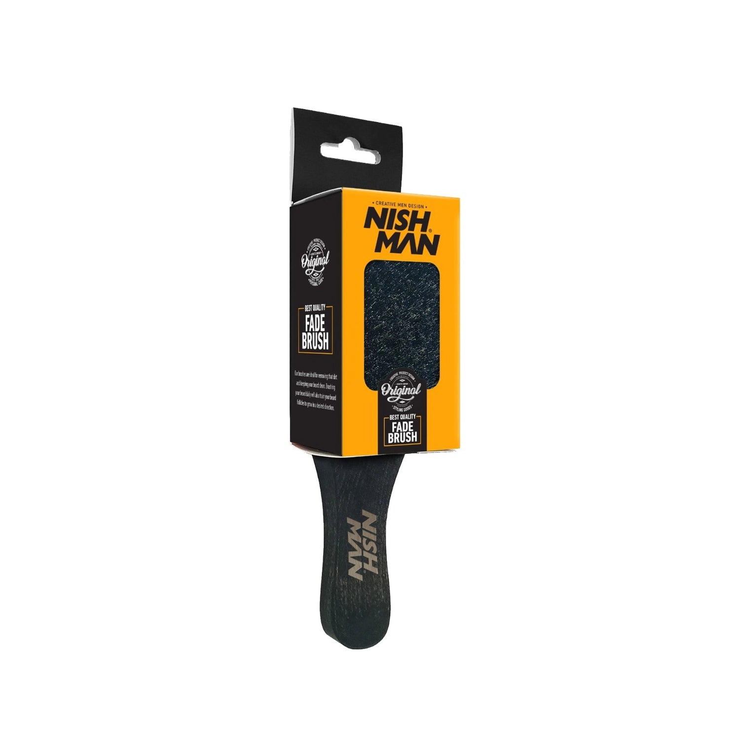 Perie fade - NISH MAN - brush din lemn - Neagra