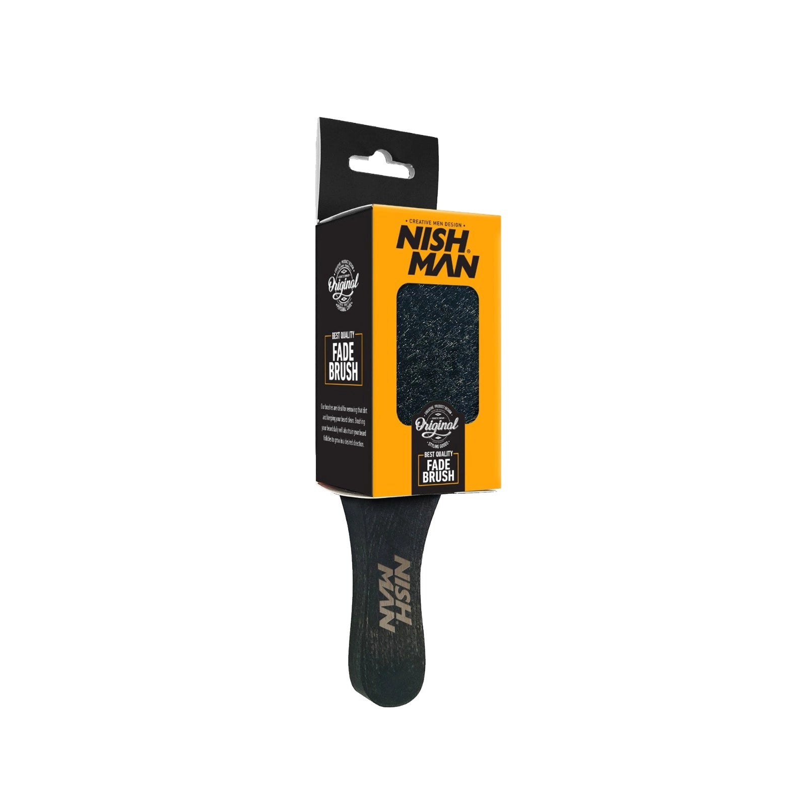 Perie fade - NISH MAN - brush din lemn - Neagra