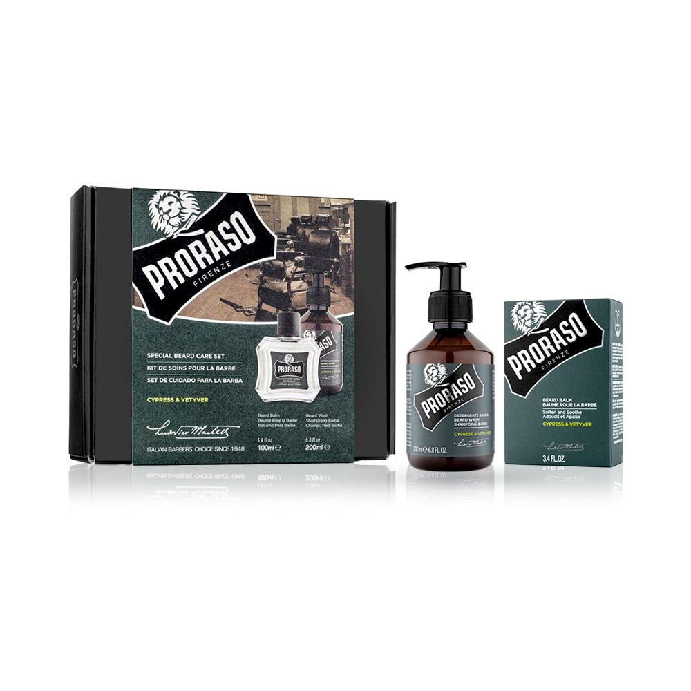 Set ingrijire barba -  PRORASO - Sampon + Balsam - Cypress and vetiver