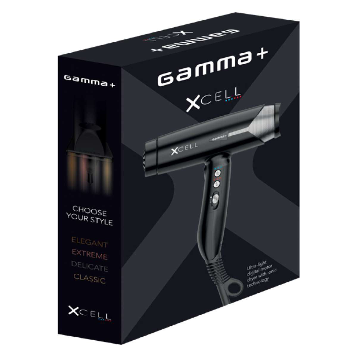 Uscator de par - GAMMA+  XCELL - 110.000 RPM - Negru