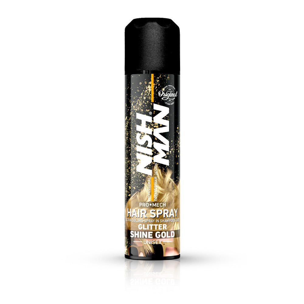 Spray de par cu sclipici - NISH MAN -  Gold -  150 ml
