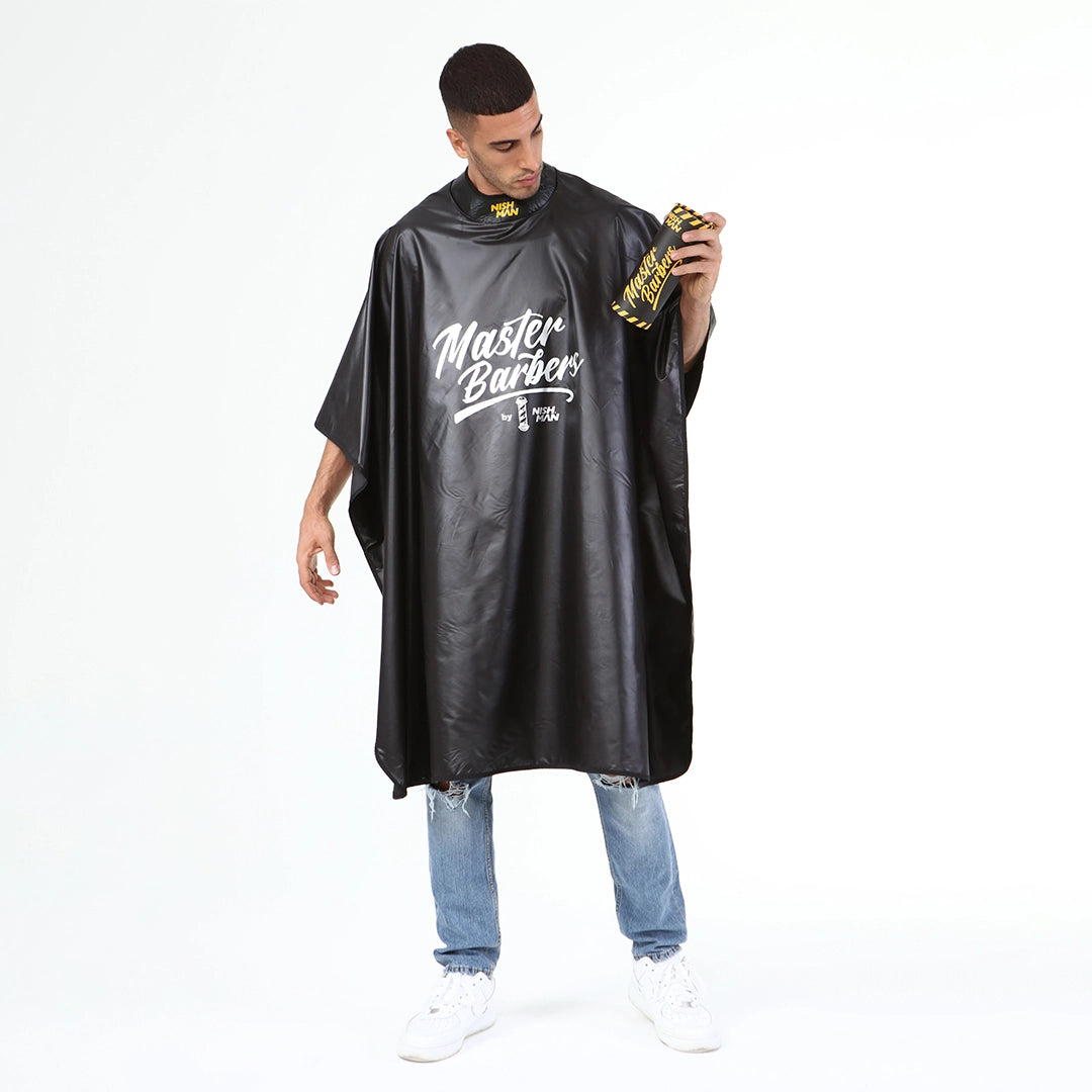 Pelerina - NISH MAN - frizerie/coafor MASTER BARBERS - Guler Neopren - Neagra