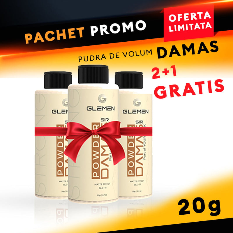 Pachet pudră de volum GLEMEN Damas 3 × 20 g – 2+1 gratis