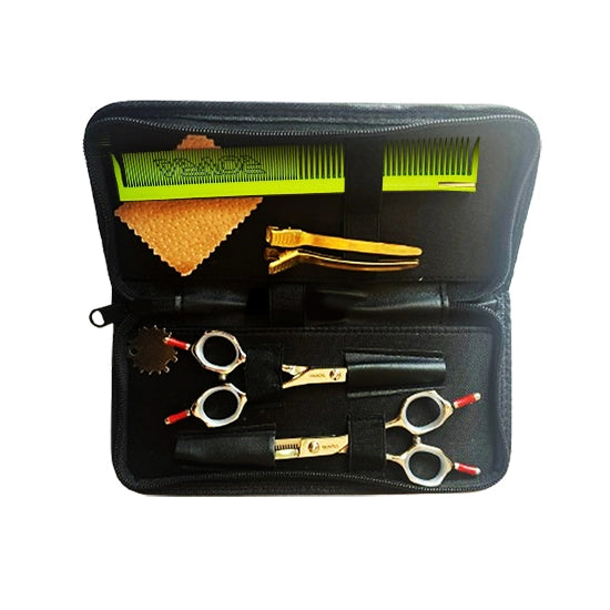 Set foarfece - ROVRA - Student series - 5.5 inch cu pieptene Verde si clipsuri