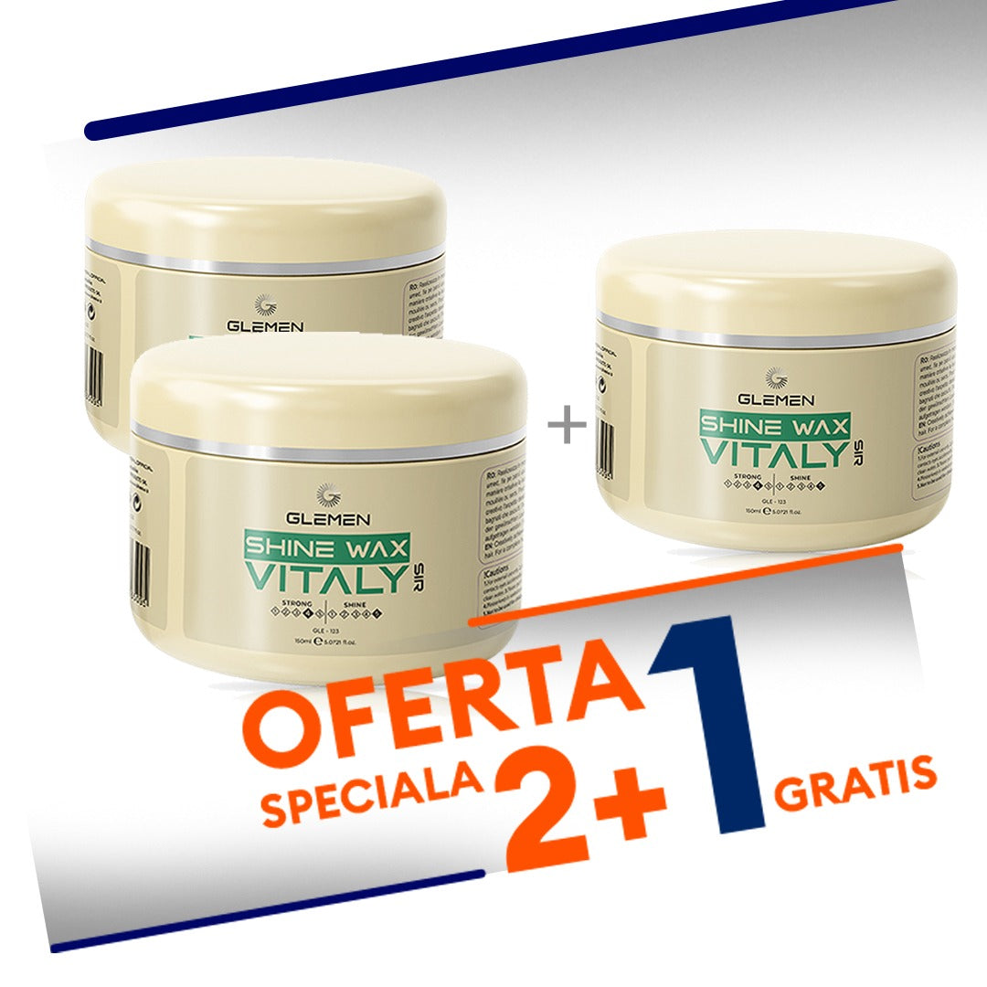 Pachet promo 2+1 Gratis - Ceara lucioasa pentru par - GLEMEN - Vitality - 150 ml