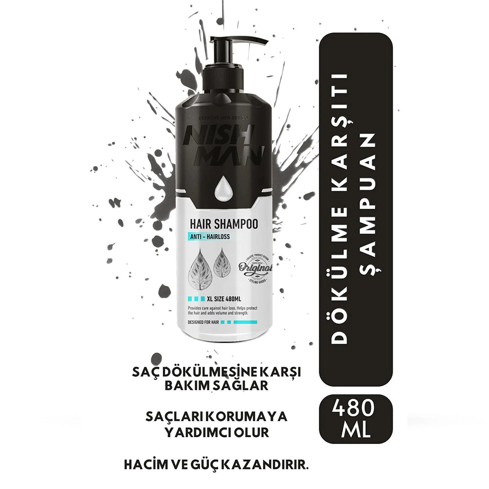 Sampon - NISH MAN - anti cadere - pentru par -  480 ml
