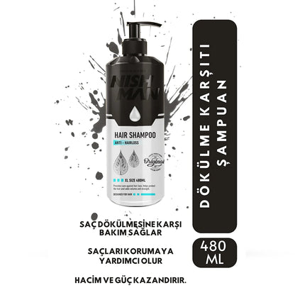 Sampon - NISH MAN - anti cadere - pentru par -  480 ml