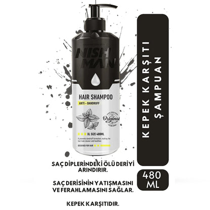 Sampon - NISH MAN - anti matreata - pentru par -  480 ml