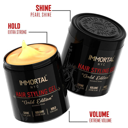 Gel de par - IMMORTAL - Gold Edition  - Fara alcool - 500 ml