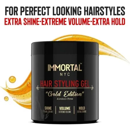 Gel de par - IMMORTAL - Gold Edition  - Fara alcool - 500 ml