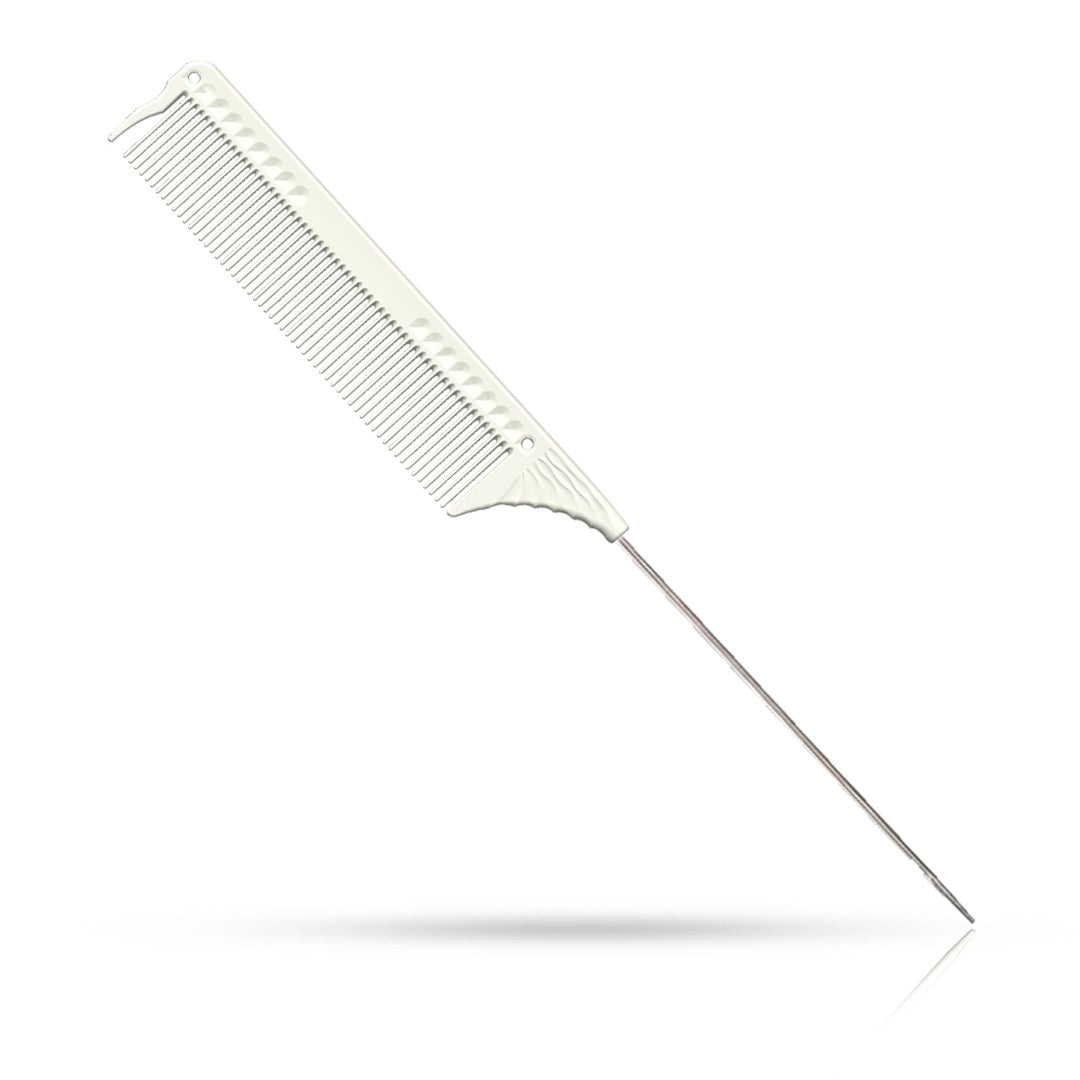 Pieptene - JRL - frizerie/coafor - Alb - J102 - cu coada metal