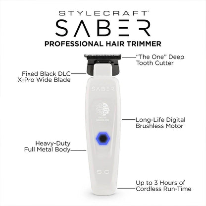 Masina de contur - STYLECRAFT - Saber - 7.500 RPM - Alb - Editie Limitata