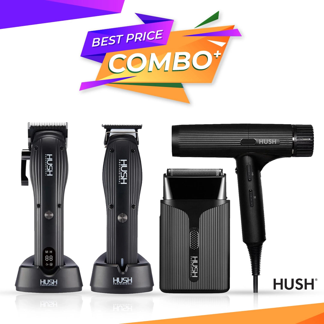 Set HUSH - Masina de tuns C2 + Masina de contur T2 +  Masina de ras V2 +  Uscator de parHU600