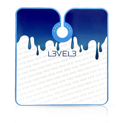 Pelerina frizerie/coafor - L3VEL3  - guler neopren - alba cu insertie albastru - KRAY