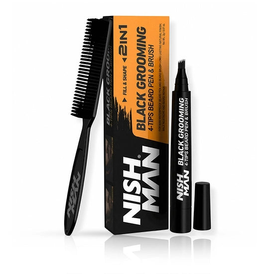 Marker contur barba + perie fade - NISMAN - Negru