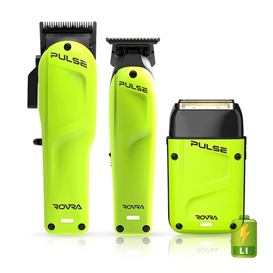 Set ROVRA Pulse verde – mașină de tuns, mașină de contur și mașină de ras double foil