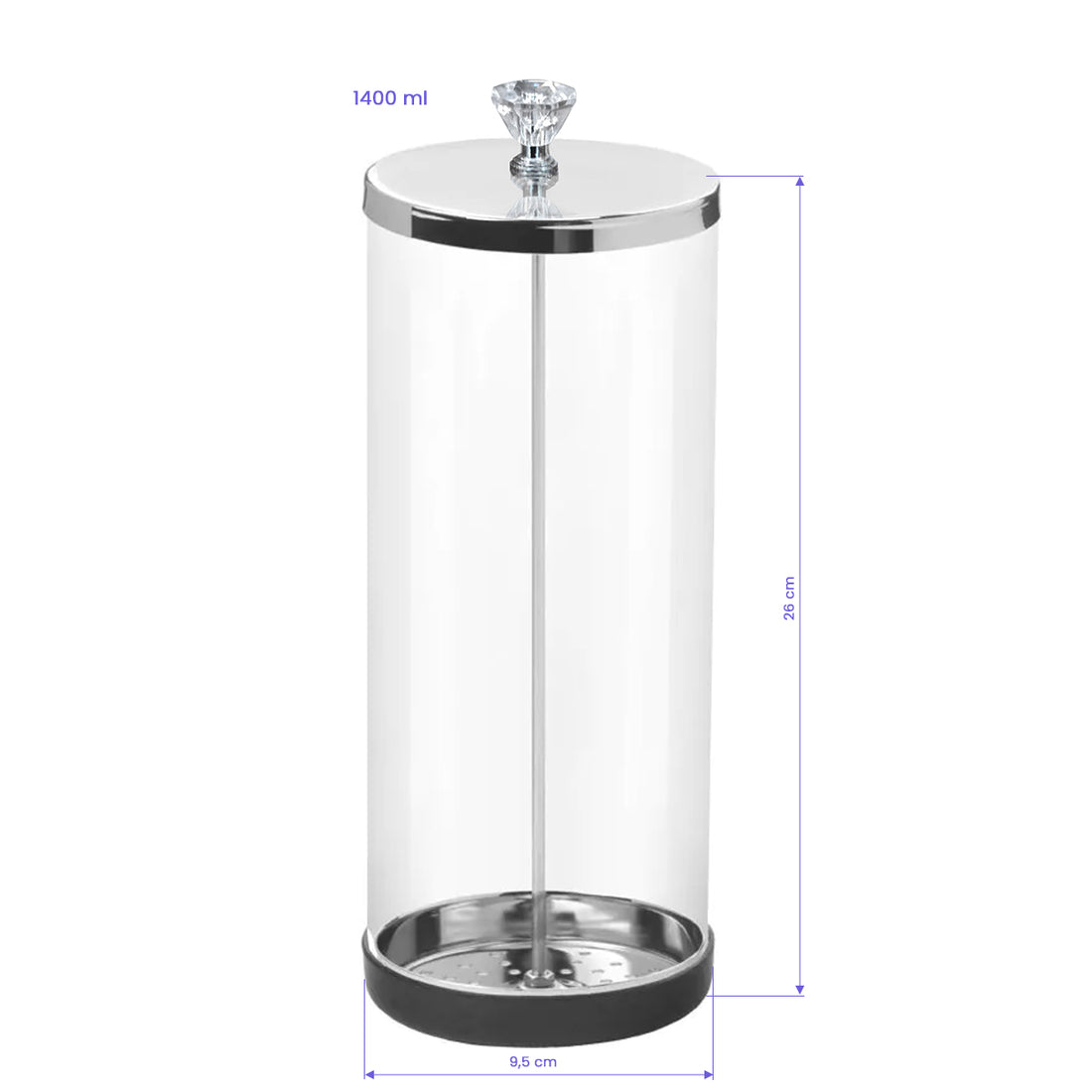 Recipient de sticlă pentru dezinfectarea uneltelor, 1400ml