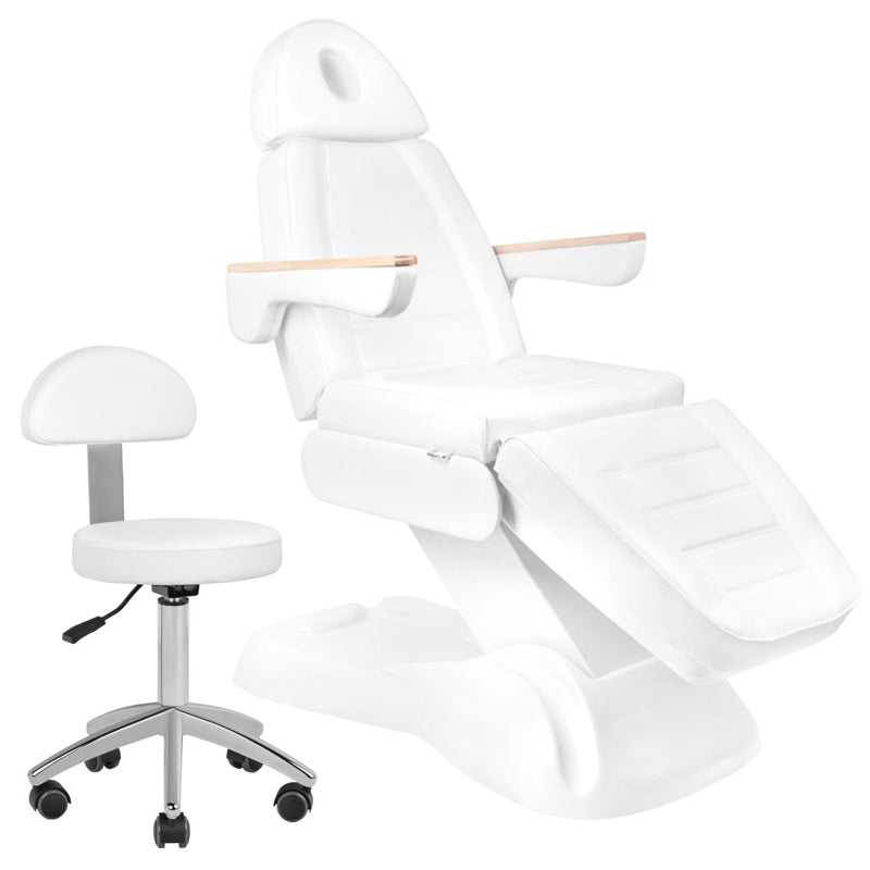 Scaun cosmetic electric lux 273b + taburet 304 alb