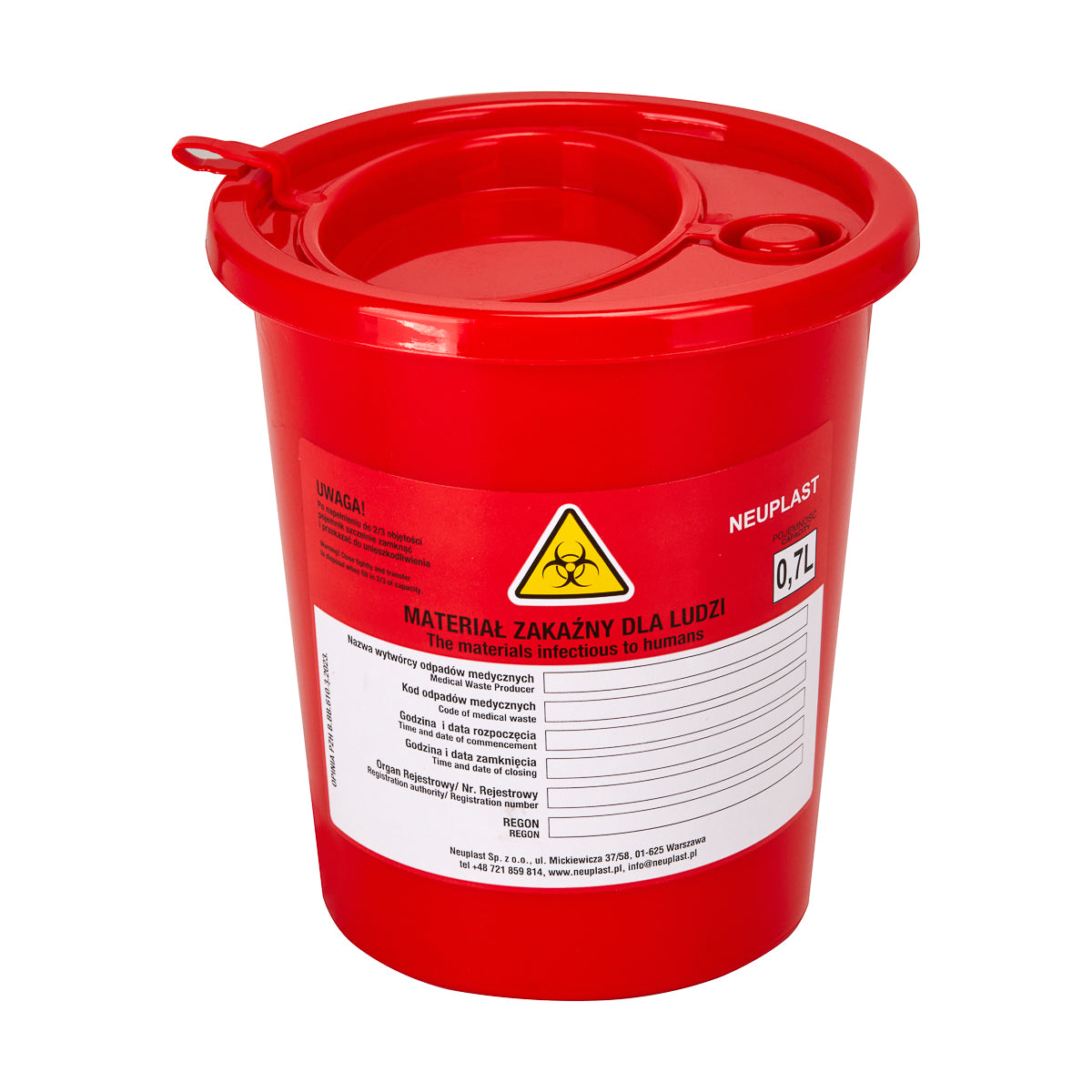 Recipient depozitare deșeuri  0.7 L ROȘU