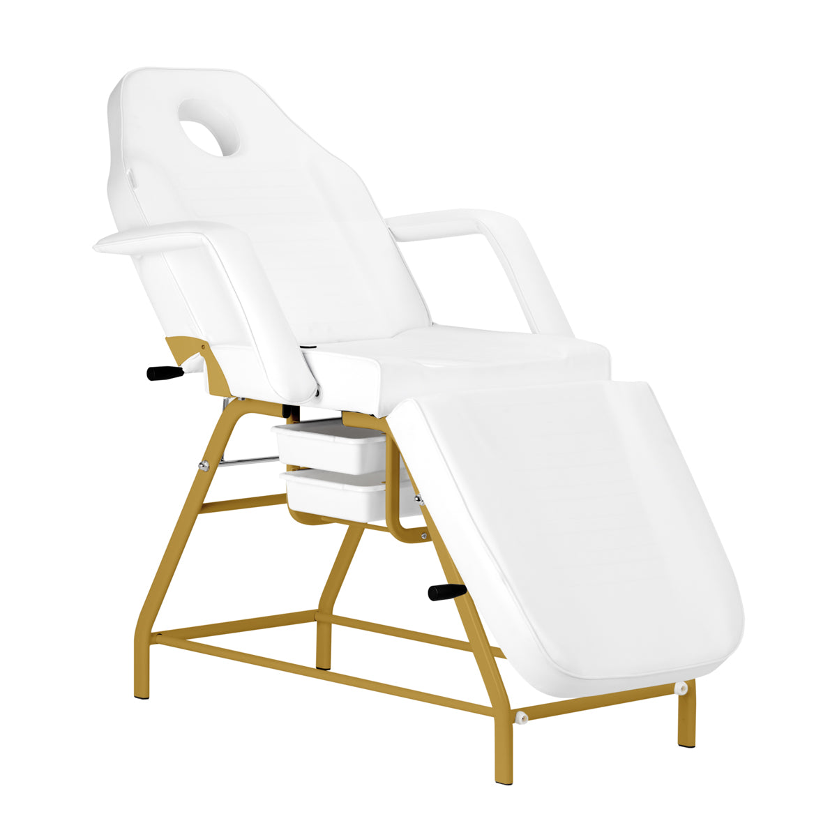 Scaun cosmetic 557G cu sertare alb + gold