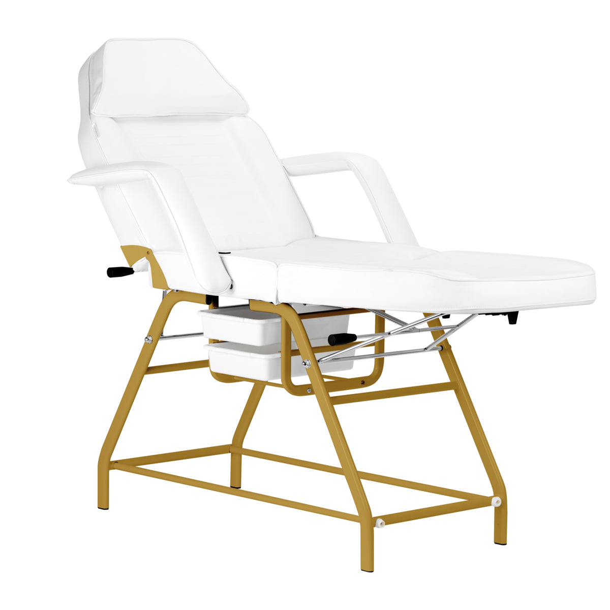 Scaun cosmetic 557G cu sertare alb + gold
