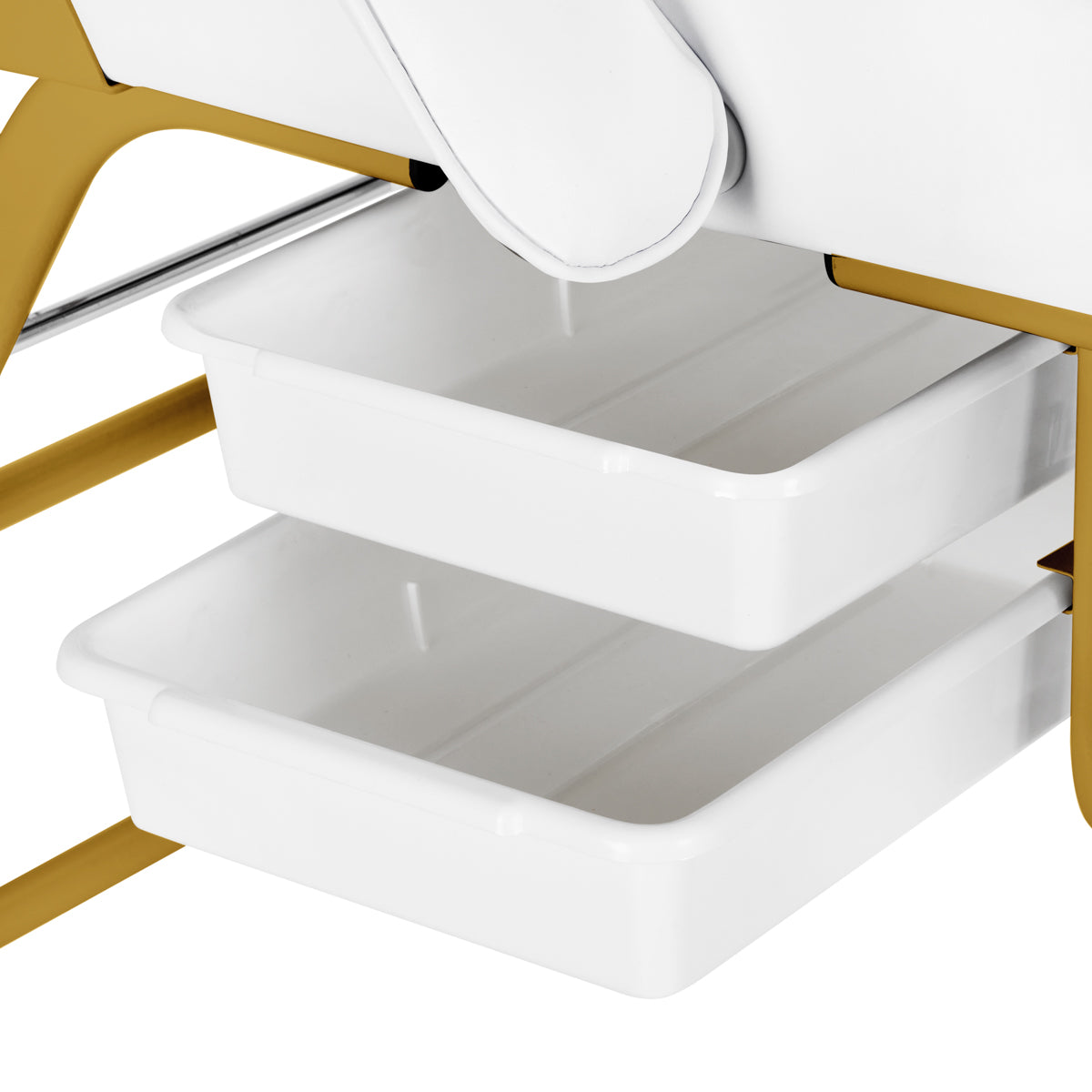 Scaun cosmetic 557G cu sertare alb + gold