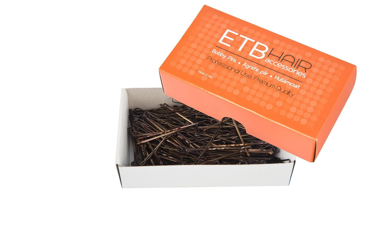 ETB Hair Agrafe Profesionale pentru Păr, Maro, 5 cm, 200g – Fixare Puternică și Design Italian pentru Frizuri Impecabile