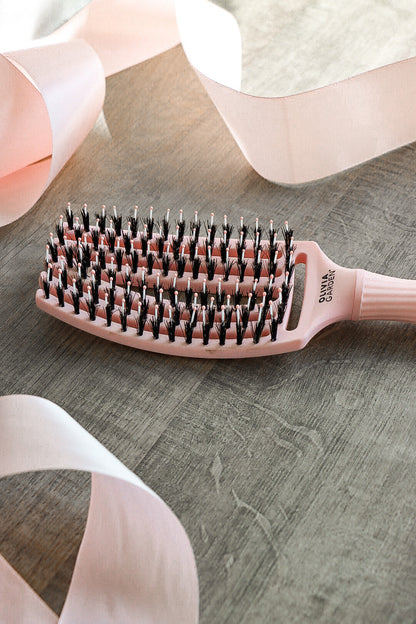 Olivia Garden Fingerbrush Boar &amp; Nylon Pastel Pink – Display Profesional cu 12 Perii pentru Descurcare Ușoară și Strălucire Naturală