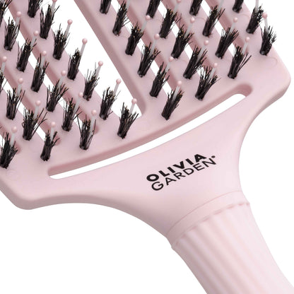 Olivia Garden Fingerbrush Boar &amp; Nylon Pastel Pink – Display Profesional cu 12 Perii pentru Descurcare Ușoară și Strălucire Naturală