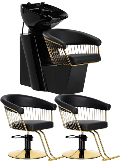Set mobilier coafor scafa + 2 scaune Yoshimoto SilkLine Gold