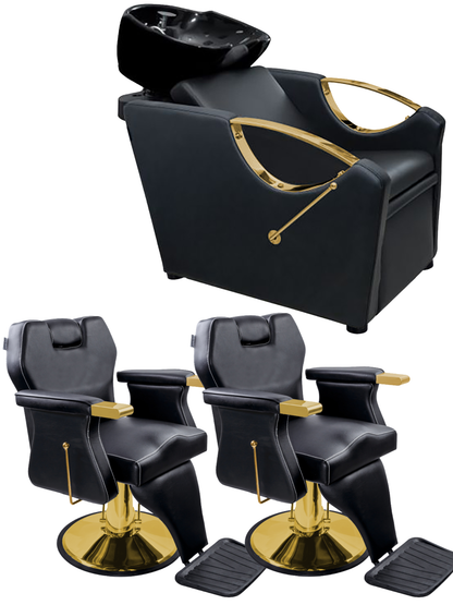 Set mobilier frizerie scafa + 2 scaune Yoshimoto Comfort Pro Gold