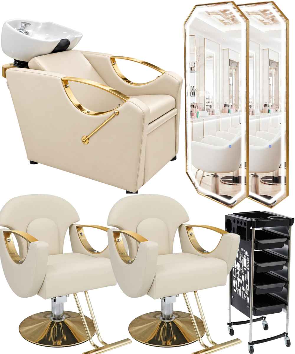 Set mobilier scafa + 2 scaune + 2 oglinzi + ucenic pentru coafor 2