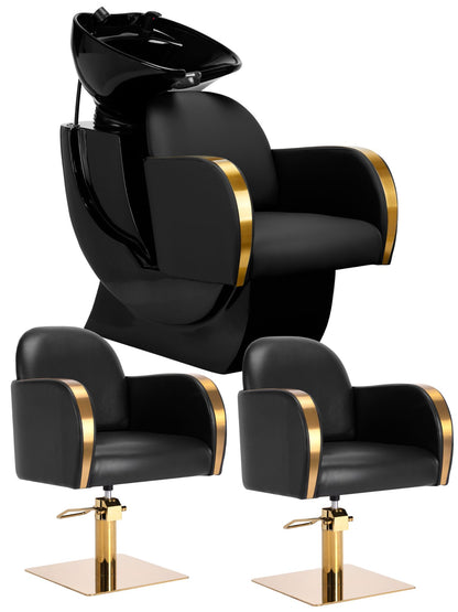 Set coafor scafa + 2x scaun Gabbiano Malaga Gold Black