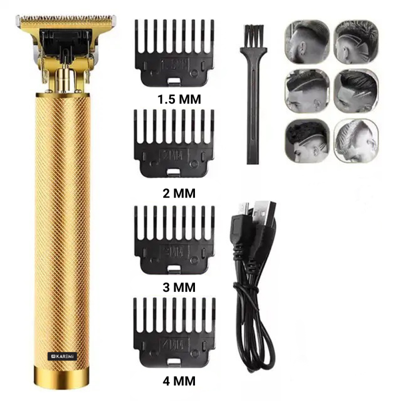 Masina de tuns Karemi cu acumulator, trimmer, incarcare USB, K-T9-3, negru