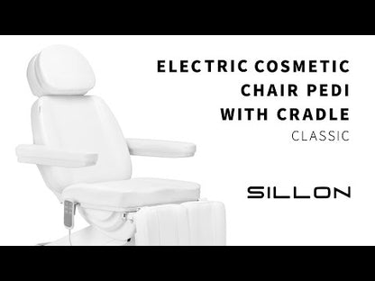 Scaun cosmetic electric SILLON CLASSIC 3 motoare cu suport pentru pedichiură alb