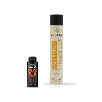 Set GLEMEN: pudră de volum Damas 20 g + fixativ Liberty 750 ml