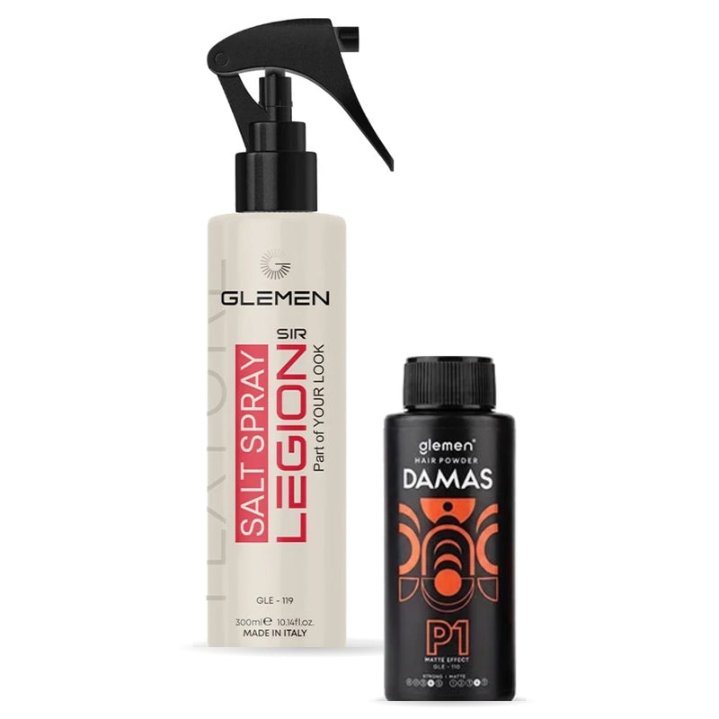 Set volum și textură GLEMEN – pudră de volum Damas + salt spray Legion