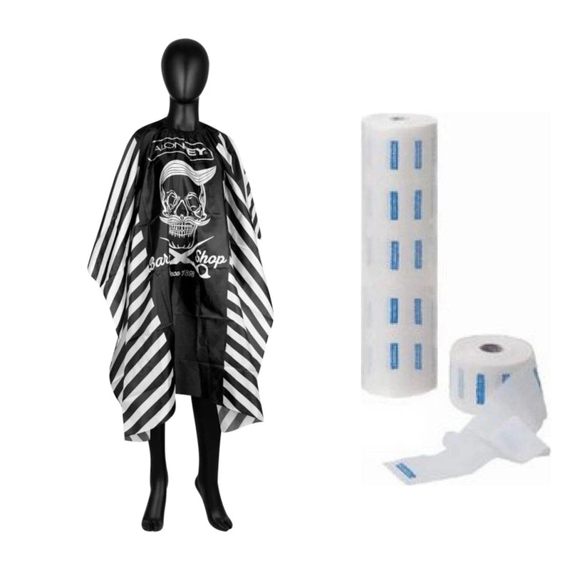 Set protecție client – pelerină de coafură j-73 + 5 role guler hârtie