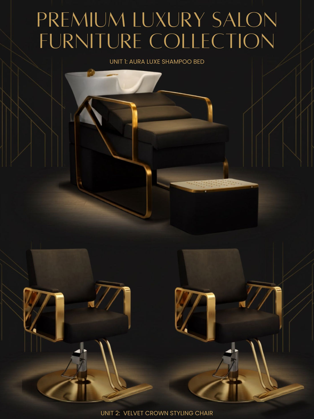 Set mobilier coafor scafa + 2x scaun EMMA